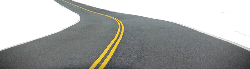 Aspahalt curvy highway isolated photo