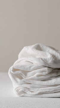 Soft white fabric folded neatly in minimalistic setting