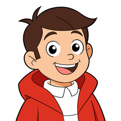 Cartoon boy character with red jacket, cheerful and friendly isolated on transparent background