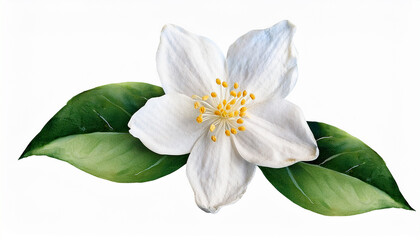 single winter jasmine bloom in watercolor natural setting clipart style transparent background botanical art