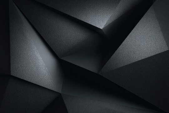 Abstract geometric composition of dark, textured, angular planes creating shadows and depth