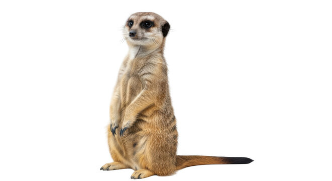 A meerkat standing alert isolated on transparent background