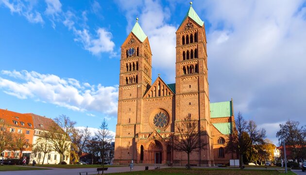 Brick Cathedral Sunny Day Germany.