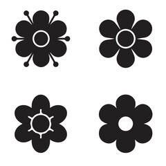 An isolated black silhouette of  beautiful flower icon