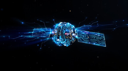 Futuristic Satellite with AI Sensors