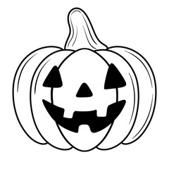 Cute Halloween pumpkin black doodle outline.