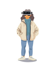 vector illustration futuristic teenager with VR
