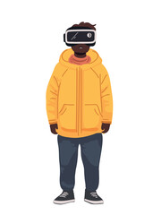 vector illustration playful teen in VR