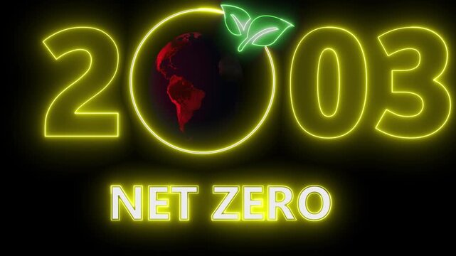 Net zero environment sustainable concept with 2003 year changing. Net Zero Emissions Target Animation Sustainable development and business concept. . Sustainable development and green business concept