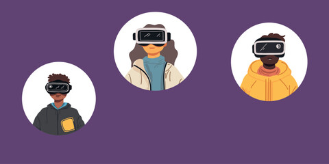 vector illustration teenager VR set