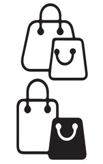 An isolated black silhouette of shopping bag icon 