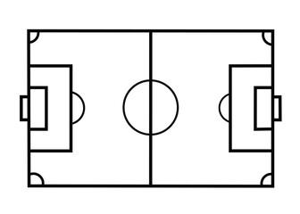 An isolated black silhouette of football ground icon 