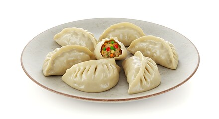 Enjoy delicious steamed dumplings filled with colorful vegetables served on a plate for lunch or dinner