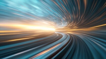 Abstract hyperdrive tunnel with light trails depicting speed and connectivity