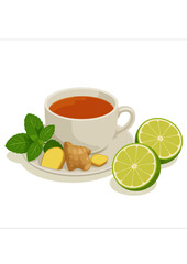 Hot Herbal Tea with Ginger and Lemon