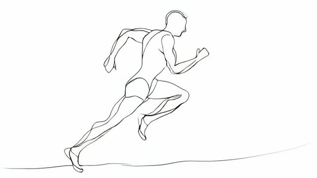 Running man doodle animation on isolated white background