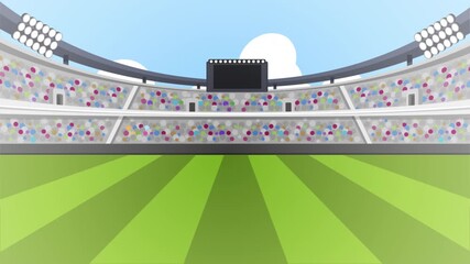 Empty Stadium, Colorful Crowd, Ready for Action