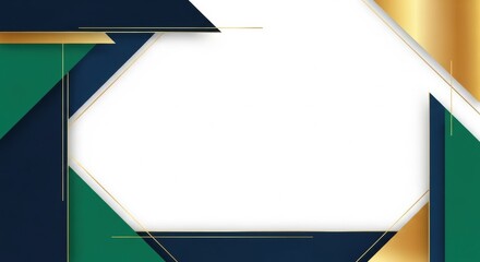 Elegant Geometric Design with Navy, Green, and Gold Accents on White Background