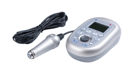 High-tech ultrasound therapy device for pain management, isolated on a Transparent background, PNG file.