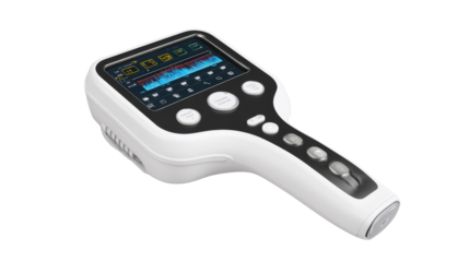 High-tech ultrasound therapy device for pain management, isolated on a Transparent background, PNG file.