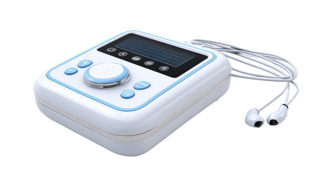 High-tech ultrasound therapy device for pain management, isolated on a Transparent background, PNG file.
