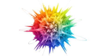 Vibrant chromatic abstract sphere with spectral hues on stark backdrop