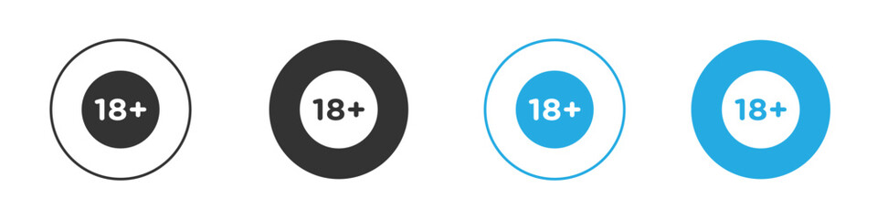 18 Plus icon vector style flat trendy collection.