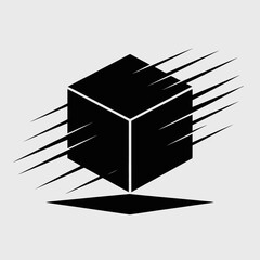 Dynamic Black Cube with Motion Lines