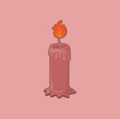 illustration of a lit candle, a lighting tool, for decoration, cute in cartoon style