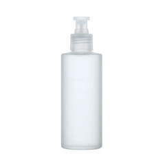 Frosted cosmetic pump bottle with clear liquid