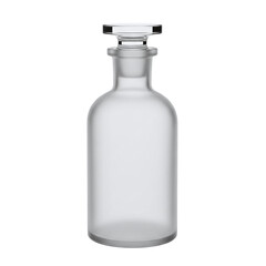 Empty frosted glass apothecary bottle with stopper