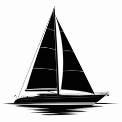 Sailing Boat Silhouette on Water Reflection