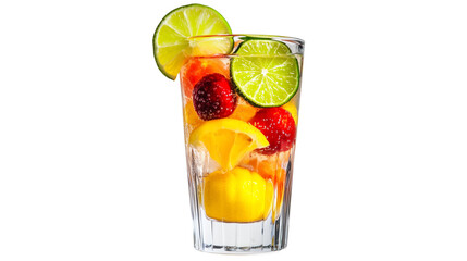 Fototapeta premium - Tall transparent glass filled with mixed fruit drink,isolated on transparent background
