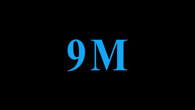 Beautiful Glowing 9M Followers Thank You Celebration Banner Text Icon Animation for Social Media Milestone Achievement Subscriber Growth Branding and Marketing Design