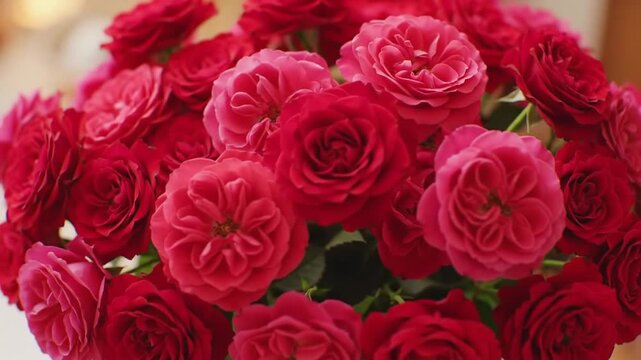 Natural fresh red roses flowers pattern wallpaper. top view, Red rose flower wall background