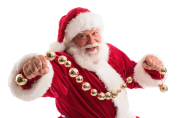 Santa Claus with Christmas Jingle Bells Isolated on White Background