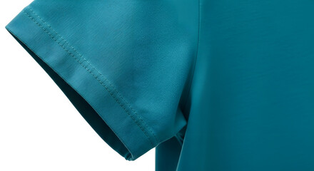 Teal Short Sleeve Shirt Detail Close-Up of Fabric and Seam