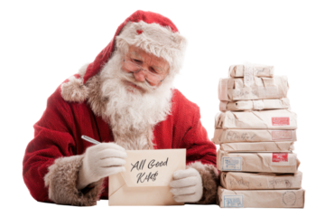 Santa's Personal Letter Writing Moment Isolated on White Background