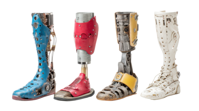 Innovative 3D printed prosthetics for customized fitting, isolated on a Transparent background, PNG file.