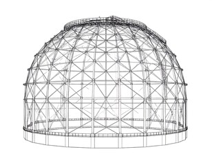 Wireframe rendering of a geodesic dome structure