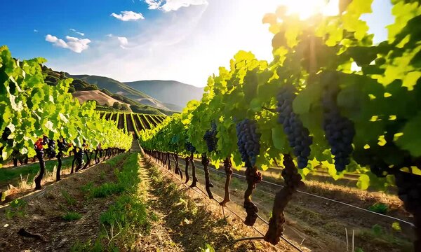 Vineyard pathway under sunny daylight