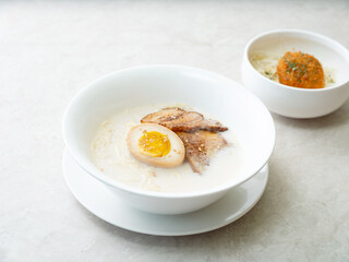 Japanese style ramen with various toppings
