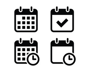 Calendar icon set. Set of calendar symbols. Meeting deadlines icon. Time management. Appointment schedule flat icon. Vector illustration