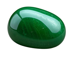 Green Stone on Rustic Surface, Shiny Finish, Isolated