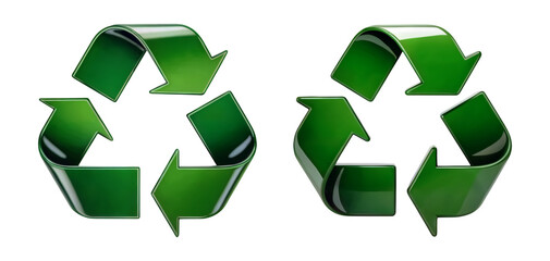Obraz premium Shiny green recycling symbols convey sustainable choices and environmental responsibility for a greener future isolated on png transparent background