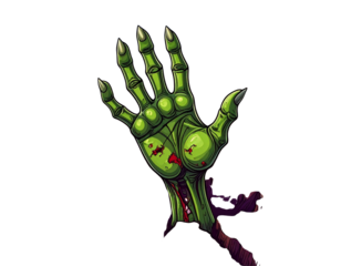 Cartoon Zombie Hand Reaching Up from Ground, Halloween Illustration Isolated