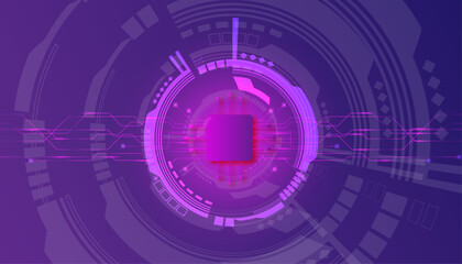 Obraz premium Abstract Microchip Processor on a Purple Background