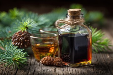 Organic Black Spruce Aromatherapy Oil Spa Wellness in Glass Bottle