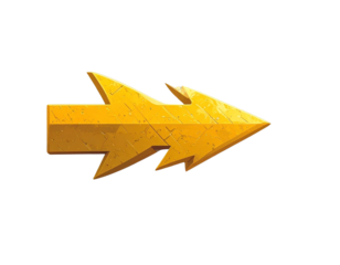  Flat Yellow Right-Pointing Arrow, Simple Minimalist Design, Isolated