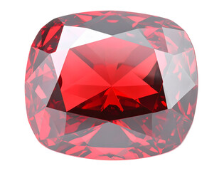 Red Diamond with Sparkling Effect, Close-Up, Isolated on White